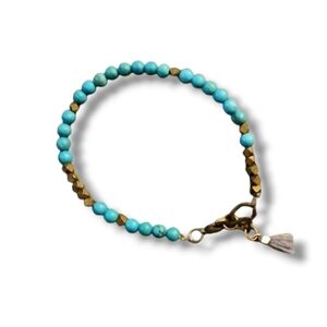 Vintage Bronze and Turquoise Bead Clasp Bracelet